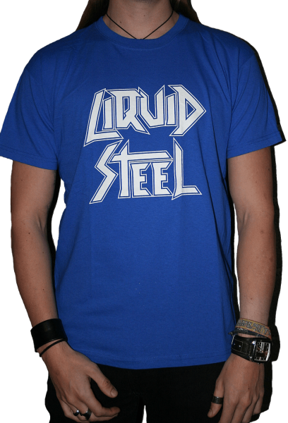 Shirt "Liquid Steel" blue with white logo