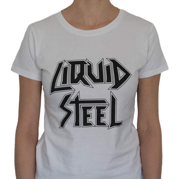 Girlie shirt "Liquid Steel" white with black logo