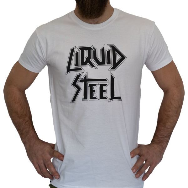 Shirt "Liquid Steel" white with black logo men front
